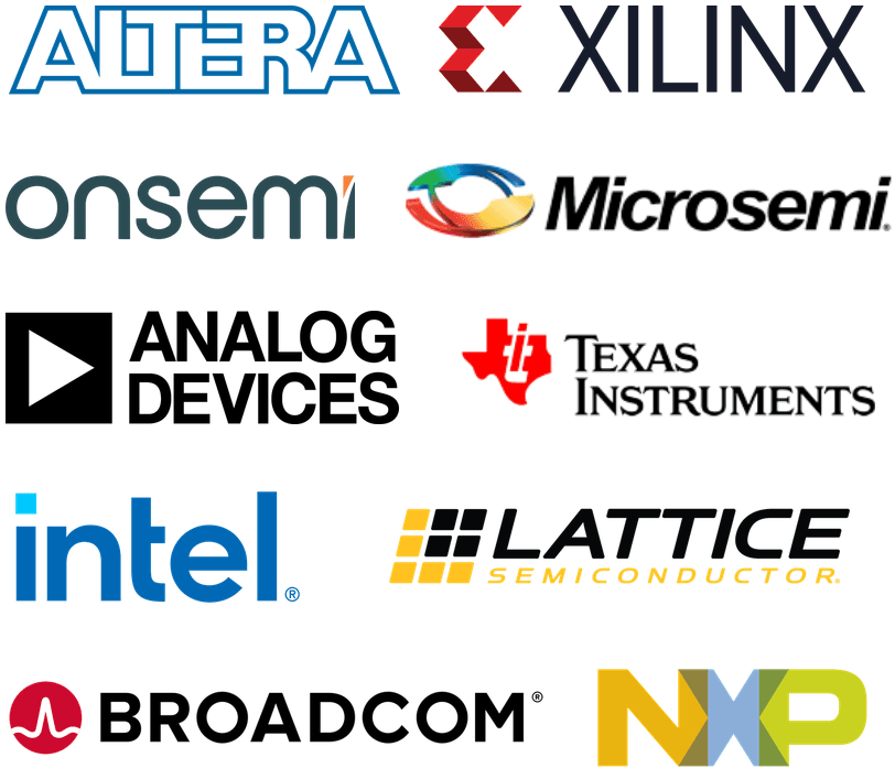 Altera, Xilinx, onsemi, Microsemi, Analog Devices, Texas Instruments, Intel, Lattice Semiconductor, Broadcom, and NXP